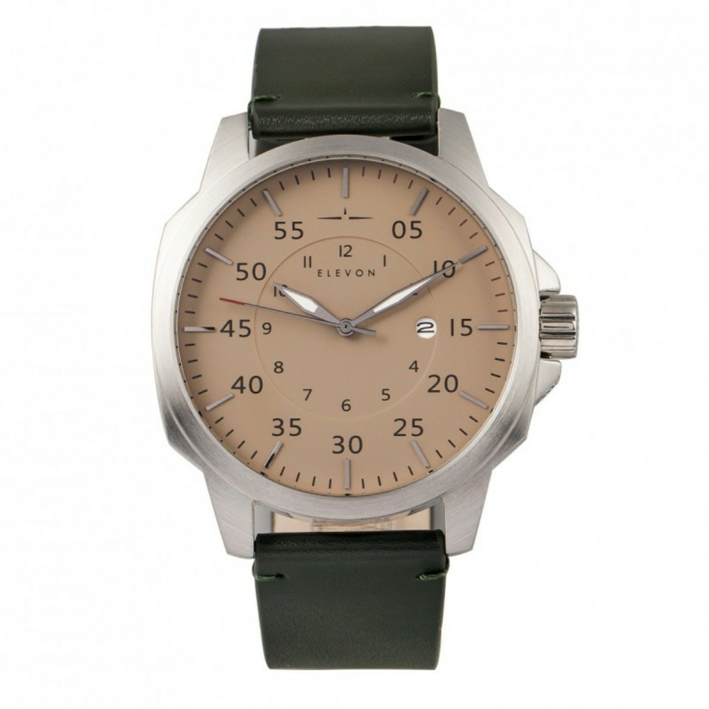 ELEVON HUGHES LEATHER-BAND WATCH W/ DATE